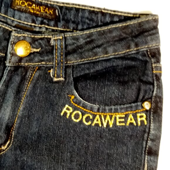 ROCAWEAR JEANS Girls 14 3 Pair Lot 2 Denim 1 Black Metallic Stitch Slim Leg - Picture 7 of 12
